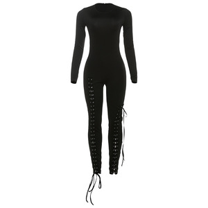 Y0913 Nuova <span class=keywords><strong>Tuta</strong></span> Lunga da <span class=keywords><strong>Donna</strong></span> Autunno-Inverno, Maniche Lunghe, Sexy e Alla Moda con Dettagli Traforati e Cinghie Aderenti - Product Image 6