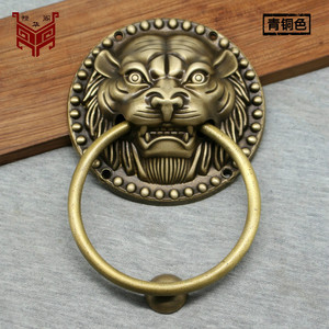 Poignée de porte traditionnelle chinoise en laiton avec tête de tigre et anneau, couleur bronze, pour porte - Product Image 1