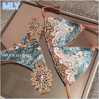 MLY Nuevo Diseño Niñas Imprimir Sexy Trajes de Baño Rhinestone Bikini Traje de Baño de Lujo