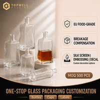 Botol Rum Kapasitas Dapat Disesuaikan 750ml Botol Kosong Rum 750 800ml Botol Kaca Bening untuk Anggur Digunakan untuk Pub dan Pabrik Penyulingan
