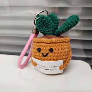 Crochet chậu cây móc chìa khóa, sáng tạo dệt kim Chậu cây mini dễ thương cảm xúc tích cực mọng nước cuộc sống tích cực <span class=keywords><strong>Keyring</strong></span> - Product Image 6