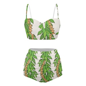 One-To-One Designer Exclusive Customization Service Sexy Fashion Plus Size Bikini Set Maile With the Puakenikeni Print on Demand - Product Image 3