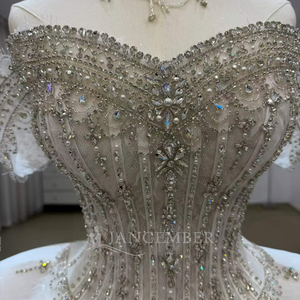 Lsjj153 Robe de mariée élégante style bohème, coupe princesse, avec corset perlé, décolleté cœur, traîne chapelle, longueur ras du sol, volumineuse - Product Image 6