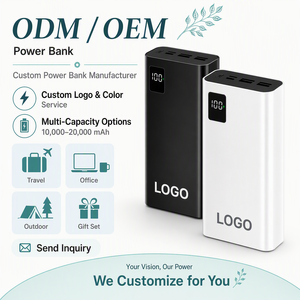 OEM/ODM พาวเวอร์แบงค์พกพา 10000mAh 20000mAh 30000mAh ชาร์จเร็ว PD ช่องเสียบ USB C คู่ หน้าจอ LED อุปกรณ์อิเล็กทรอนิกส์สำหรับผู้บริโภค ขายส่ง - Product Image 1