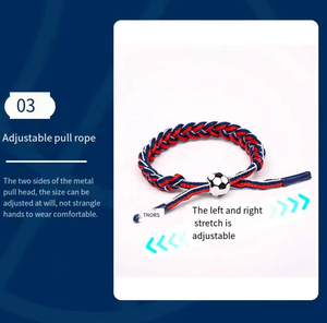 Sporty Hemp Rope Wrap <b>Bracelets</b> With Football Charm Unisex country flag color woven football <b>bracelet</b> - Product Image 5