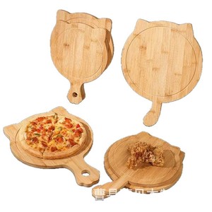 Plateau à pizza en bambou, design oreilles de chat, planche à découper en bois, plaque de cuisson pour usage domestique - Product Image 5