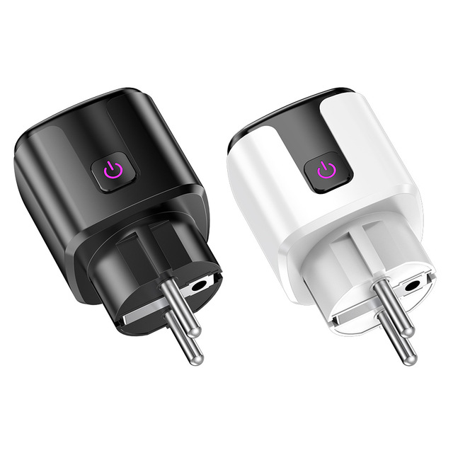 2024 New Tuya WiFi Eu Standard 20A Energy Meter Socket Smart Plugs Compatible With Alexa Google Alice
