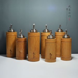 <b>Bamboo</b> Oil <b>Containers</b> Cylinder Metal Lid Air Tight Kitchen Utensils General Packaging - Product Image 1