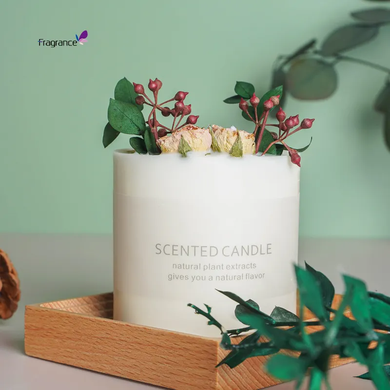 Vela perfumada flores para aromaterapia, velas personalizadas de cera de soja, recipiente redondo de latinhas de luxo perfumadas com flores secas