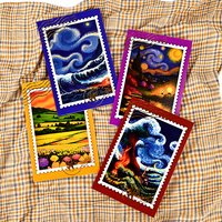 Tarjetas de Agradecimiento con Impresión de Logotipo Personalizado de Alta Calidad, Estampado en Caliente, Pintura al Óleo, Tarjeta de Felicitación con Sobres Naranjas