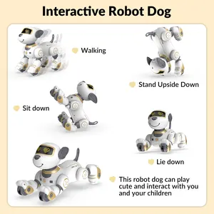 원격 제어 로봇 장난감 개 프로그래밍 가능한 대화 형 및 스마트 춤 RC 스턴트 장난감 사운드 LED 눈 전자 애완 동물 개