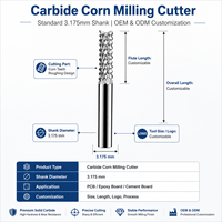 Fresa de Carburo Sólido con Dientes de Maíz para Fresadora CNC, Brocas para Fresado de PCB, Fibra de Carbono y Fibra de Vidrio