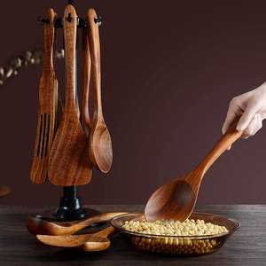 12 Peralatan Masak Kayu dari Kayu Jati Alami, Spatula Kayu untuk Memasak - Product Image 3