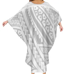 夏のファッション女性ハワイポリネシア部族デザイン特大ポンチョバタフライ2022ホワイトサンデードレス大人数