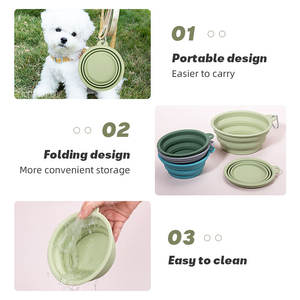 400/1000ml taşınabilir seyahat köpek su yiyecek kasesi BPA ücretsiz silikon katlanabilir evcil hayvan besleme kasesi yürüyüş için - Product Image 5