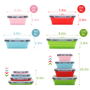 <span class=keywords><strong>กล่อง</strong></span>เบนโตะซิลิโคนเกรดอาหาร4แพ็คแบบพับได้ฝาปิดช่องเดียวเข้าไมโครเวฟได้<span class=keywords><strong>ส</strong></span>ำหรับเก็บอาหาร - Product Image 2
