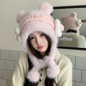 <b>Winter</b> Bear Ear Plush Hat Fleece Lined Thickened Ski <b>Cap</b> Keep Warm Adult <b>Winter</b> Lei Feng Hat - Product Image 3