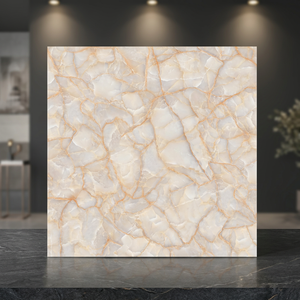 Carreaux de sol en céramique brillants en marbre blanc moderne 40x40cm, porcelaine émaillée pour la décoration intérieure de salle de bain - Product Image 1