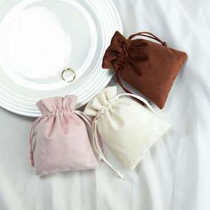 Wholesale Logo Print Suede Luxury Gift <b>Drawstring</b> Makeup <b>Pouch</b> Dust Bag Soft Jewelry Perfume Bottle Package - Product Image 2