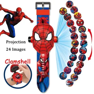 새로운 도착 아이 선물 3D 만화 캐릭터 6 프로젝터 손목 시계 어린이 전자 디지털 프로젝션 장난감 시계