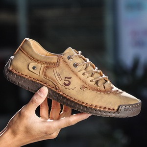 Zapatos de Cuero con Suela Suave para Hombre 2025, Talla Grande, Hechos <span class=keywords><strong>a</strong></span> Mano, Versátiles para Todas las Temporadas, con Cordones, Color Sólido, Tendencias de Moda Otoñales - Product Image 2