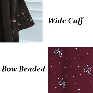 Bow đính cườm mở nida abaya thanh lịch với rộng Cuff hồi giáo quần áo phụ nữ hồi giáo ăn mặc nhà sản xuất ramadan EID Kimono abaya - Product Image 3