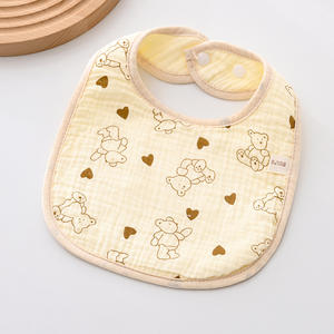 100% babero de algodón orgánico para bebé recién nacido <span class=keywords><strong>Saliva</strong></span> bolsillo botón cierre bebé alimentación babero - Product Image 4