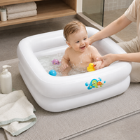 Baignoire pliable légère pour nouveau-né, imprimé cartoon, PVC, carrée, gonflable