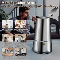 Cafetière italienne en acier inoxydable 200/300/450 ml, expresso, latte, percolateur, machine à café italienne portable en verre pour cuisinière