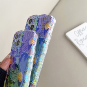 Coque de téléphone pour iPhone 16 étuis mobiles rétro peinture à l'huile Blue Ray fleurs antichoc Silicone couverture livraison directe produits 2024 - Product Image 6