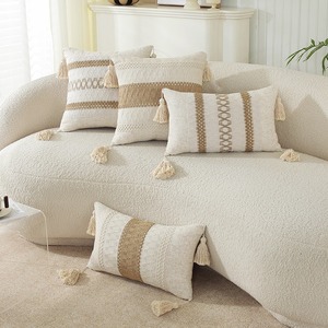 Almohadas de algodón Cojines Soporte lumbar Borla Fundas de almohada <span class=keywords><strong>para</strong></span> el hogar Sala de estar Sofá Decoración Funda de cojín - Product Image 1