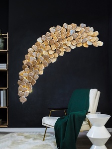 Postmodern <b>Light</b> Luxury All-copper Maple Leaf Wall-mounted Lamp Hotel Villa Living Room Staircase <b>Corridor</b> Background Wall - Product Image 2