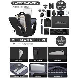 40L Carry-on Travel <b>Backpack</b> with Shoe Compartment Large Flight Approved Weekender Bag Laptop <b>Backpack</b> with USB Charging Port - Product Image 6