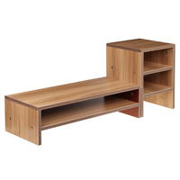 Support d'écran d'ordinateur en bois brun, rehausseur d'ordinateur portable, support de bureau avec organisateur de rangement, certifié CARB