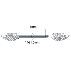 Anillo de pezón de acero inoxidable 316L, barra de alas de Ángel, joyería para el cuerpo, 14G, anillos para el <span class=keywords><strong>pecho</strong></span> del pezón, joyería <span class=keywords><strong>Piercing</strong></span> para regalos - Product Image 2