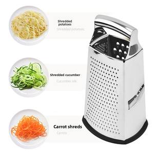 Râpe à fromage en acier inoxydable à 4 côtés de 9 pouces avec poignée incurvée pour râper grossièrement, finement, trancher, râper les <span class=keywords><strong>carottes</strong></span>, les pommes de terre, l'ail, outil de cuisine - Product Image 3