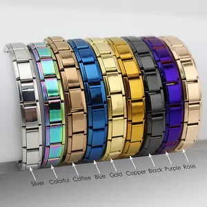 Bracciale a Maglie Italiane Hapiship con <span class=keywords><strong>Charm</strong></span> in Acciaio Inossidabile Argento e Oro all'Ingrosso - Product Image 2