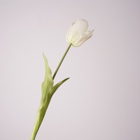 K134 Tulip Real Touch, Dekorasi Pernikahan Real Touch, Tulip Putih Ungu untuk Hari Valentine, Acara Paskah, Bunga Tulip