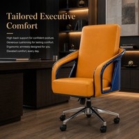 Chaise de bureau moderne en cuir bleu avec cadre en fibre de carbone, dossier bas, pivotante, pour salle de réunion, pour bureau, hauteur réglable