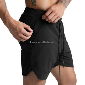 Pantalones Cortos Deportivos de Hombre con Logotipo Personalizado, Tejidos en Poliéster 100%, de Secado Rápido, de Una Sola Capa, Color Sólido, Casuales, de Cinco Puntos, para Fitness - Product Image 3