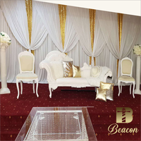Rideaux croisés de couleur populaire rideau de scène de toile de fond de mur de mariage à Double couche avec cadre de support pour les décorations de fête d'événement