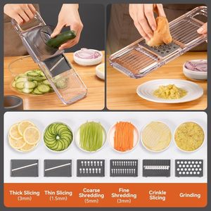 KEOUKE Mandoline Transparente Multifonctionnelle avec 6 Lames Interchangeables, Légère, Manuelle, Lavage à la Main Uniquement - Product Image 2