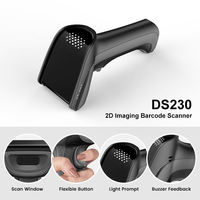 Pemindai kode Qr 2d genggam kecepatan tinggi, pemindai kode Qr gigi biru nirkabel Usb 3 dalam 1