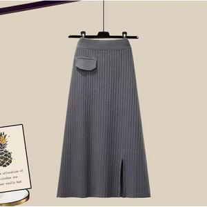 Ensemble pull tricoté Dalang pour femme, jupe taille haute ample avec haut chemise, mode hiver, anti-boulochage, épaisseur moyenne - Product Image 3
