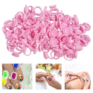 Pinky Leem Wholesale Custom Sponge Eyelash Glue Flower Finger Plastic <b>Fan</b> Glue Pigment Ink Eye Lashes Glue Ring - Product Image 4