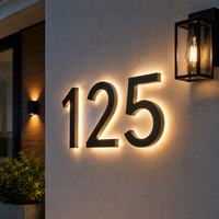 Numéros de maison rétroéclairés par LED personnalisés, en acier inoxydable, panneau d'adresse lumineux, étanche, panneau de numéro de porte extérieur