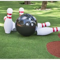 Ensemble de bowling gonflable blanc Bravo, quilles pliables, jeu de boules, pour l'intérieur et l'extérieur, jardin, pelouse, jeu familial, enfants, adultes, fête