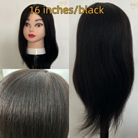 Tête de mannequin en cheveux humains réels pour la formation en coiffure - Modèle d'entraînement pour la coupe, la permanente, la teinture et le coiffage pour salon et école de beauté