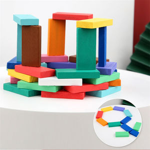 Juego de dominó de colores, rompecabezas para niños, bloques de construcción, estudiantes adultos, niños, juguetes educativos de madera - Product Image 5