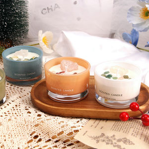 Bougie parfumée en cire de soja de luxe avec logo personnalisé du fabricant, cristaux, Noël, Thanksgiving, non toxique, <span class=keywords><strong>verre</strong></span> moderne - Product Image 3